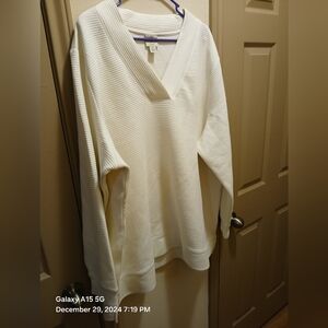 St. Johns Bay White Ribbed long sleeve sweater/shirt Size 2x
